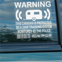 6 x Personalised with Registration Number-Caravan Dummy Fake GPS Tracking System Device Unit-RV Security Alarm Warning Window Stickers-Police Monitored Vinyl Signs